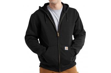 Image of Carhartt Rutland Thermal-Lined Hooded Zip-Front Sweatshirt - Mens-Black-Medium
