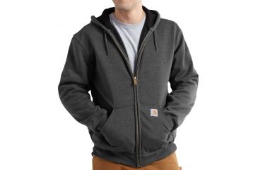 Image of Carhartt Rutland Thermal-Lined Hooded Zip-Front Sweatshirt - Mens-Carbon Heather-Medium