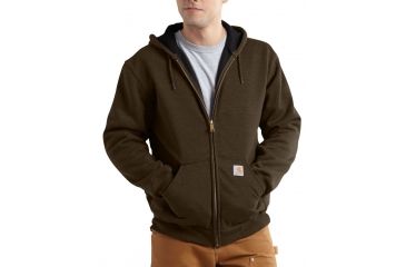 Image of Carhartt Rutland Thermal-Lined Hooded Zip-Front Sweatshirt - Mens-Dark Brown-Large