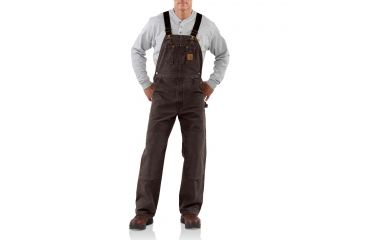 Image of Carhartt Sandstone Bib Overall for Mens, Dark Brown, 34/36 R06-DKB-36-34