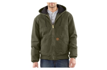 Image of Carhartt Sandstone Flannel Lined Active Jacket - Men's-Army Green-Large
