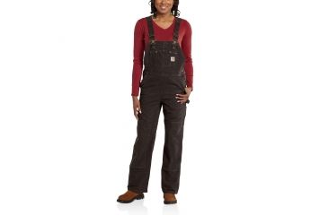 Image of Carhartt Sandstone Unlined Bib Overall for Womens, Dark Brown, Small/30 102357-201-30-S