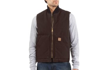 Image of Carhartt Sandstone Vest for Mens, Dark Brown, Small/Regular V02-DKB-REG-SML