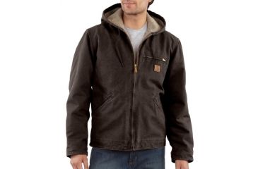 Image of Carhartt Sherpa Lined Sandstone Sierra Jacket - Men's -Dark Brown-Medium