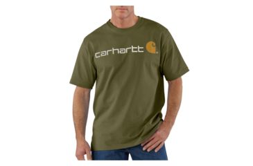 Image of Carhartt Shortsleeve Logo T-Shirt - Men's-Army Green-Medium