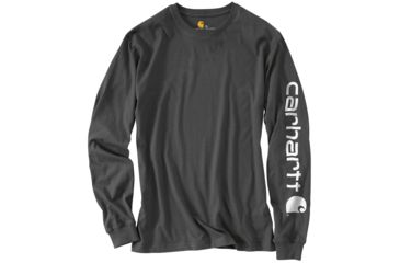 Image of Carhartt Signature Logo Long Sleeve T-Shirt - Men's -Charcoal-Large