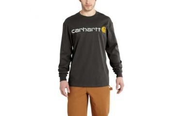 Image of Carhartt Signature Logo MW Jersey LS T-shirt Gphc - Mens, Peat, M-REG, K298-306-REG-MED