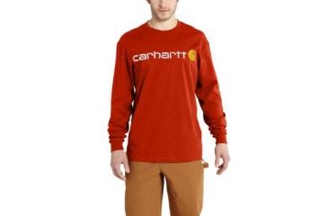 Image of Carhartt Signature Logo MW Jersey LS T-shirt Gphc - Mens, Rustic Orange Heather, XXL-REG, K298-807-REG-XXL