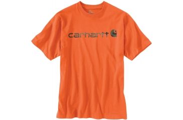 Image of Carhartt Signature Logo Short Sleeve Shirt - Men's -Orange-Small