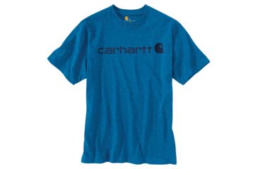 Image of Carhartt Signature Logo Short Sleeve T-Shirt for Mens, Cool Blue Heather, 2XL/Regular K195-486-REG-XXL