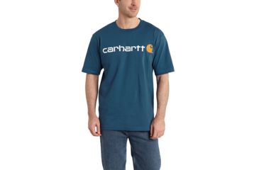Image of Carhartt Signature Logo Short Sleeve T-Shirt for Mens, Stream Blue, Extra Large/Tall K195-984-TLL-XLG