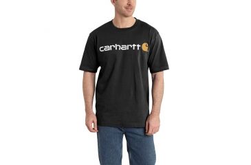 Image of Carhartt Signature Logo Short Sleeve T-Shirt for Mens, Black, 2XL/Regular K195-BLK-REG-XXL
