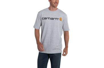 Image of Carhartt Signature Logo Short Sleeve T-Shirt for Mens, Heather Gray, 2XL/Regular K195-HGY-REG-XXL