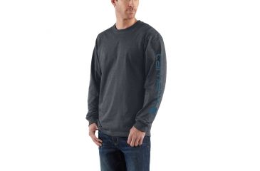 Image of Carhartt Signature Sleeve Logo Long Sleeve T-shirt Org Fit - Mens, Granite Heather, 3XL-REG K231-020-REG-3XL