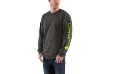 Image of Carhartt Signature Sleeve Logo LS T-shirt Org Fit - Mens, Peat, M-REG K231-306-REG-MED