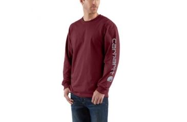Image of Carhartt Signature Sleeve Logo LS T-shirt Org Fit - Mens, Port, L-REG, K231-614-REG-LRG