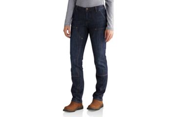 Image of Carhartt Slim Fit Layton Double Front Straight Leg Jeans - Women's, Indigo Stream, 16, Regular, 102735-460-REG-16