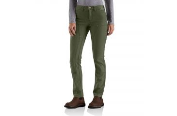 Image of Carhartt SlimFit Canvas Dungaree for Womens, Moss, 14/Regular 100723-316-REG-14