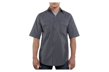 Image of Carhartt Standish Solid Shortsleeve Shirt - Men's-Blue Stone-Medium