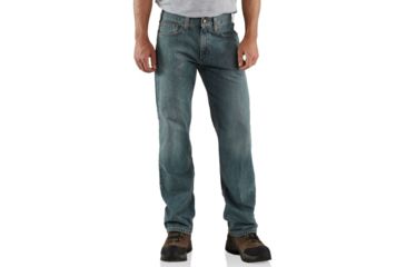 Image of Carhartt Straight Leg Relaxed Fit Jean - Men's-Light Weathered Blue-30 Waist-Regular Inseam