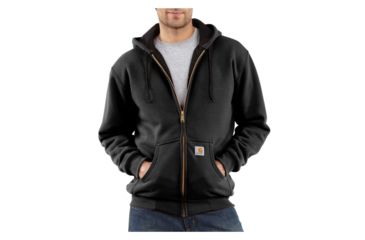 Image of Carhartt Thermal-Lined Hooded Zip-Front Sweatshirt - Men's-Black-X-Large-Regular