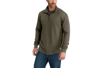 Image of Carhartt Tilden Long Sleeve Mock Neck 1/4 Zip for Mens, Moss, Medium/Regular 102837-316-REG-M