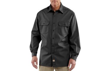 Image of Carhartt Twill Work Shirt Long Sleeve Bfnt-Mens, Black, M-Tall, S224-BLK-TLL-M
