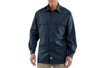 Image of Carhartt Twill Work Shirt Long Sleeve Bfnt-Mens, Navy, M-Tall, S224-NVY-TLL-M