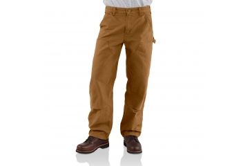 Image of Carhartt Washed-Duck Double-Front Work Dungaree - Men's, Carhartt Brown, 34-33, B136-BRN-34-33