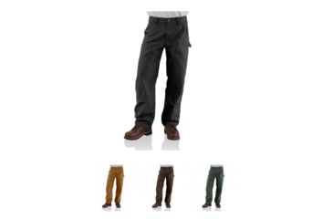 Image of Carhartt Washed-Duck Double-Front Work Dungaree - Men's, Black, Carhartt Brown, Dark Brown, Moss