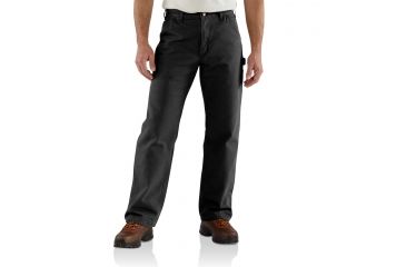 Image of Carhartt Washed Duck Work Dungaree Flannel Lined for Mens, Black, 40/32 B111-BLK-32-40