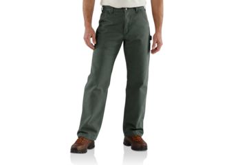 Image of Carhartt Washed Duck Work Dungaree Flannel Lined for Mens, Moss, 33/30 B111-MOS-30-33