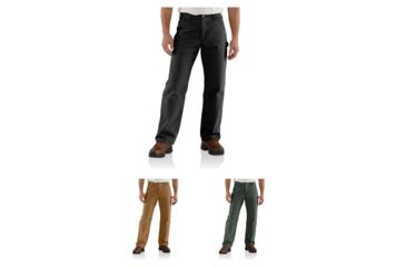 Image of Carhartt Washed Duck Work Dungaree Flannel Lined for Mens, Black, Carhartt Brown, Moss