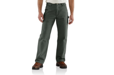 Image of Carhartt Washed Duck Work Dungaree Flannel Lined-Mens, Moss, 28-32, B111-MOS-32-28