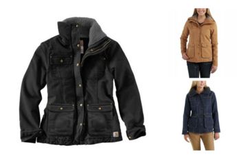 Image of Carhartt Weathered Duck Wesley Coat - Women's, Black, Carhartt Brown, Heritage Blue
