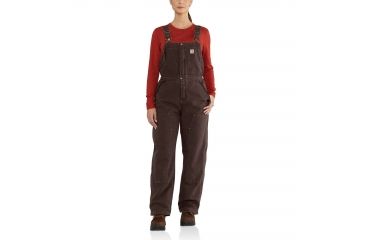 Image of Carhartt Weathered Duck Wildwood Bib Overall for Womens, Dark Brown, 2XL/Tall 102743-201-TLL-XXL