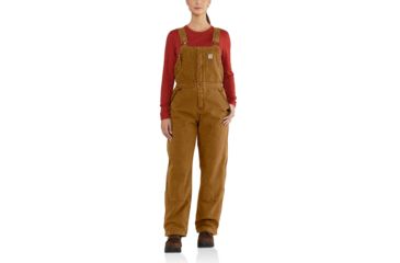 Image of Carhartt Weathered Duck Wildwood Bib Overall for Womens, Carhartt Brown, Large/Short 102743-211-SHT-L