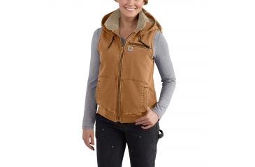 Image of Carhartt Weathered Duck Wildwood Vest for Womens, Carhartt Brown, Extra Small/Regular 102253-211-REG-XS