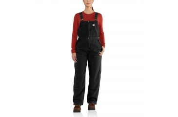 Image of Carhartt Weathered Duck Wildwood Bib Overall - Women's, Black, L-REG, 102743-001-REG-L