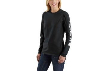 Image of Carhartt WK231 Workwear Slv Logo Long Sleeve TShirt-Womens, Black, Medium, Regular, 103401-001-REG-M