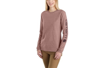 Image of Carhartt WK231 Workwear Slv Logo Long Sleeve TShirt-Womens, Burlwood Heather, XSmall, Regular, 103401-668-REG-XS
