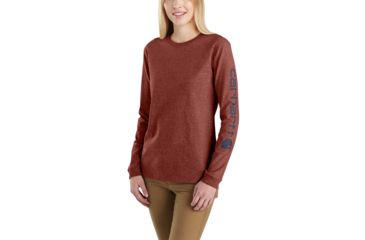 Image of Carhartt WK231 Workwear Slv Logo Long Sleeve Tshirt - Womens, Henna Heather, Small, 103401-R01-REG-S