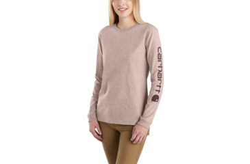 Image of Carhartt WK231 Workwear Slv Logo Long Sleeve Tshirt - Womens, Rose Smoke Heather, Small, 103401-P01-REG-S