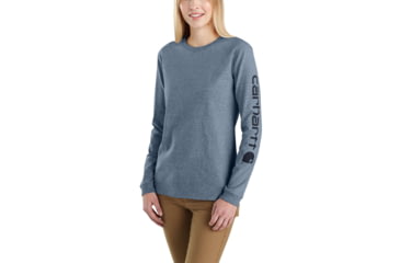 Image of Carhartt WK231 Workwear Slv Logo Long Sleeve TShirt-Womens, Steel Blue Heather, Medium, Regular, 103401-458-REG-M