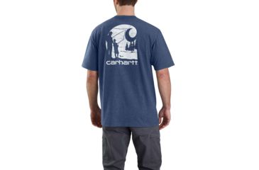 Image of Carhartt Workwear Graphic Fish C T-shirt - Mens, Dark Cobalt Blue Heather, L-REG 103185-413-REG-L