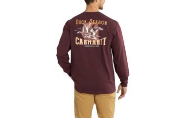 Image of Carhartt Workwear Graphic Opening Season Long Sleeve T-Shirt for Mens, Port, Extra Large/Regular 102856-614-REG-XL