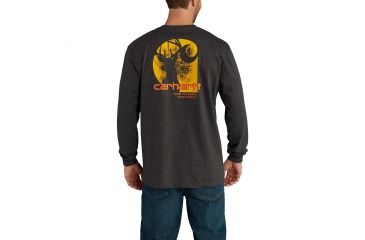 Image of Carhartt Workwear Graphic Time To Earn That Buck Long-Sleeve T-Shirt for Mens, Carbon Heather, 2XL/Regular 102860-026-REG-2XL