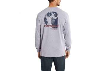 Image of Carhartt Workwear Graphic Time To Earn That Buck Long-Sleeve T-Shirt for Mens, Heather Gray, Medium/Regular 102860-034-REG-M
