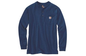 Image of Carhartt Workwear Pkt Long Sleeve Henley MW Jersey Org Fit - Mens, Dark Cobalt Blue Heather, XXL-REG K128-413-REG-XXL