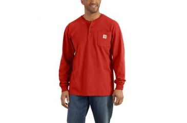Image of Carhartt Workwear Pkt Long Sleeve Henley MW Jersey Org Fit - Mens, Rustic Orange Heather, S-REG, K128-807-REG-SML